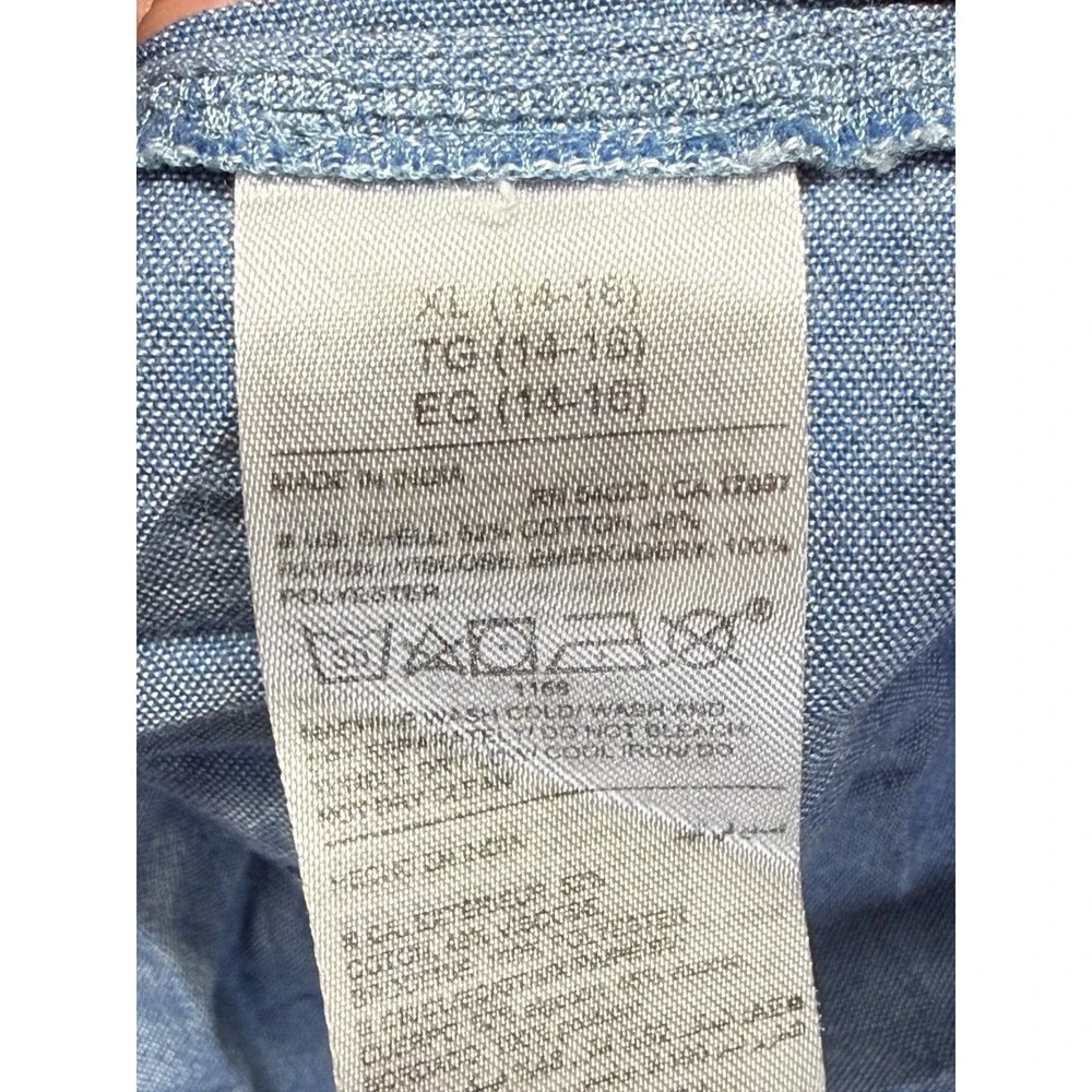 Old Navy Tiered Dress Girls‎ XL (14-16) Blue Eyelet Trim Square Neck Relaxed Fit